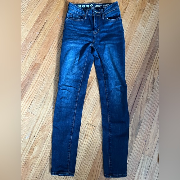 High Rise Denim Stretch Jeans | S.O.N.G Curvy Full Length Jeans Pants - Picture 2 of 7